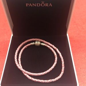 Pink leather bracelet
